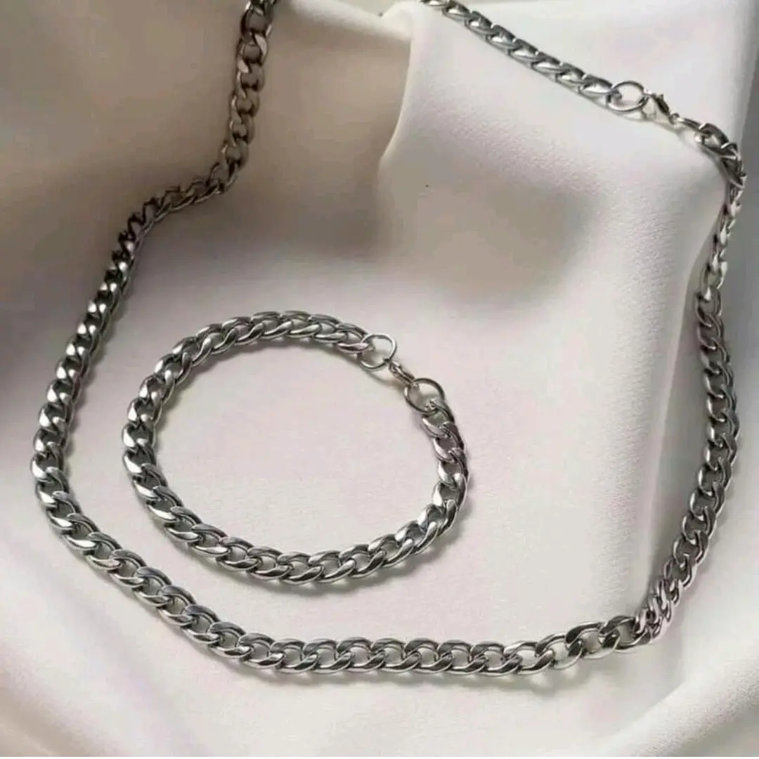 ست گردنبند دستبند مردانه کارتیر  ضخیم استیل (ویولت گالری) کد ۵۰۲۲