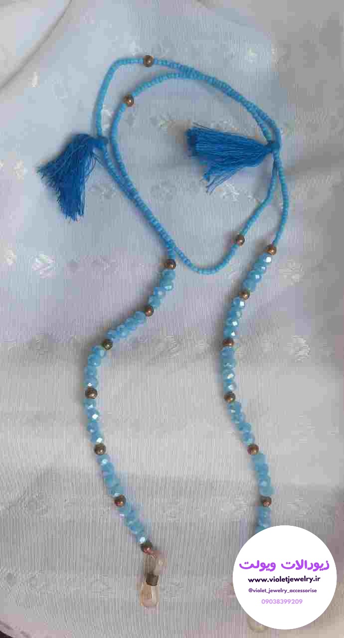 بند عینک زنانه کریستالی در رنگ آبی