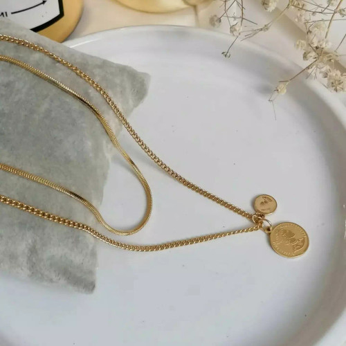 گردنبند الیزابت دو ردیفه ماری و کارتیر طلایی رنگ کد ۱۲۴۰