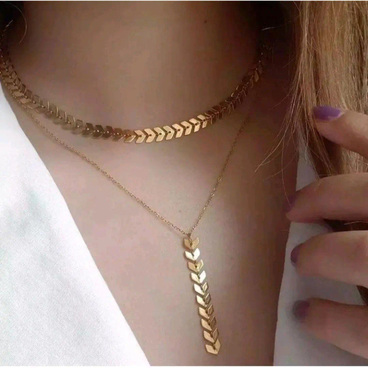 گردنبند زنانه دولاین گندمی